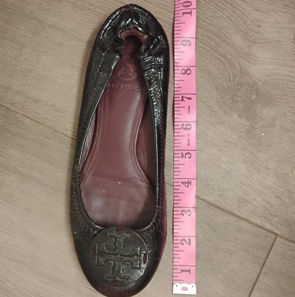 Tory Burch Logo Accent Dark Purple Ballet Flats Fits Sz 6.5